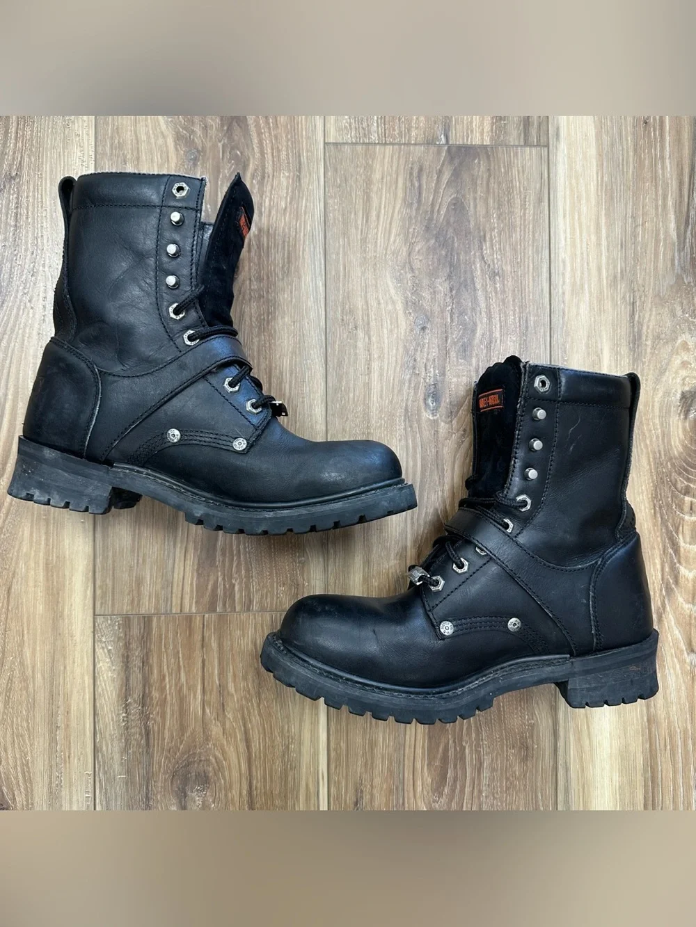 Harley Davidson Faded Glory Leather Lug Sole Motorcycle Boots 91003 Size 7.5